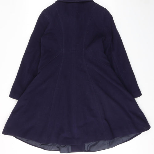 Laura Ashley Womens Blue Overcoat Coat Size 12 Button