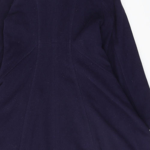 Laura Ashley Womens Blue Overcoat Coat Size 12 Button