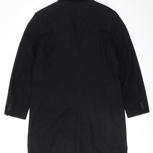 H&M Womens Black Overcoat Coat Size L Button