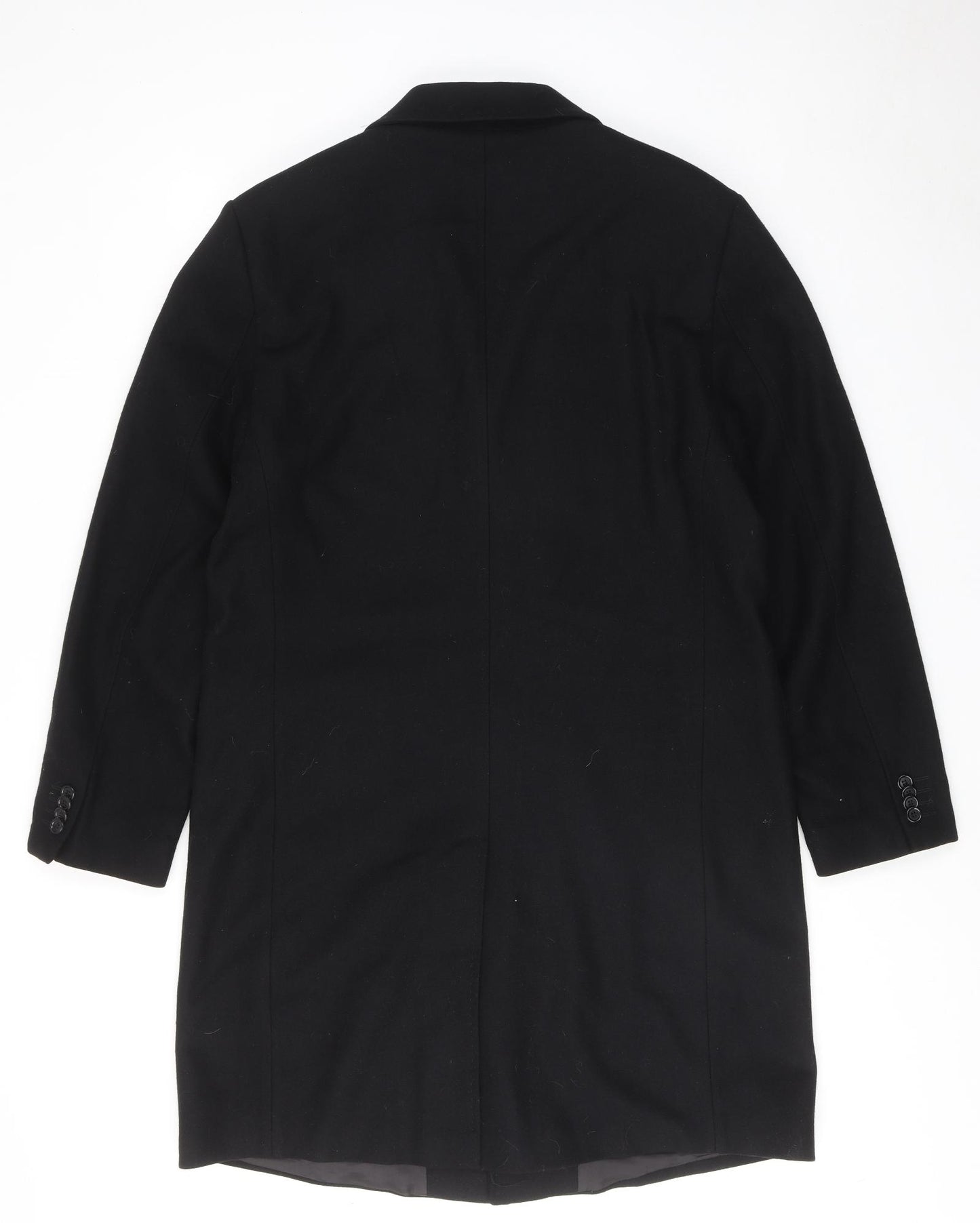 H&M Womens Black Overcoat Coat Size L Button