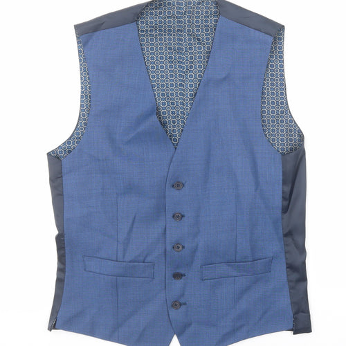 Racing Green Mens Blue Wool Jacket Suit Waistcoat Size 36 Regular