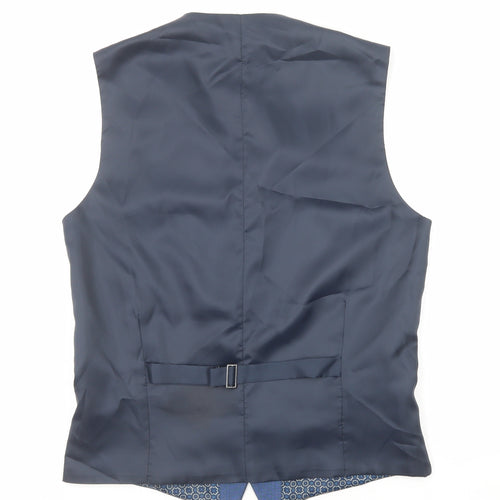 Racing Green Mens Blue Wool Jacket Suit Waistcoat Size 36 Regular