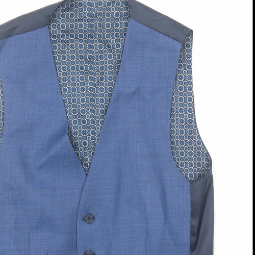 Racing Green Mens Blue Wool Jacket Suit Waistcoat Size 36 Regular
