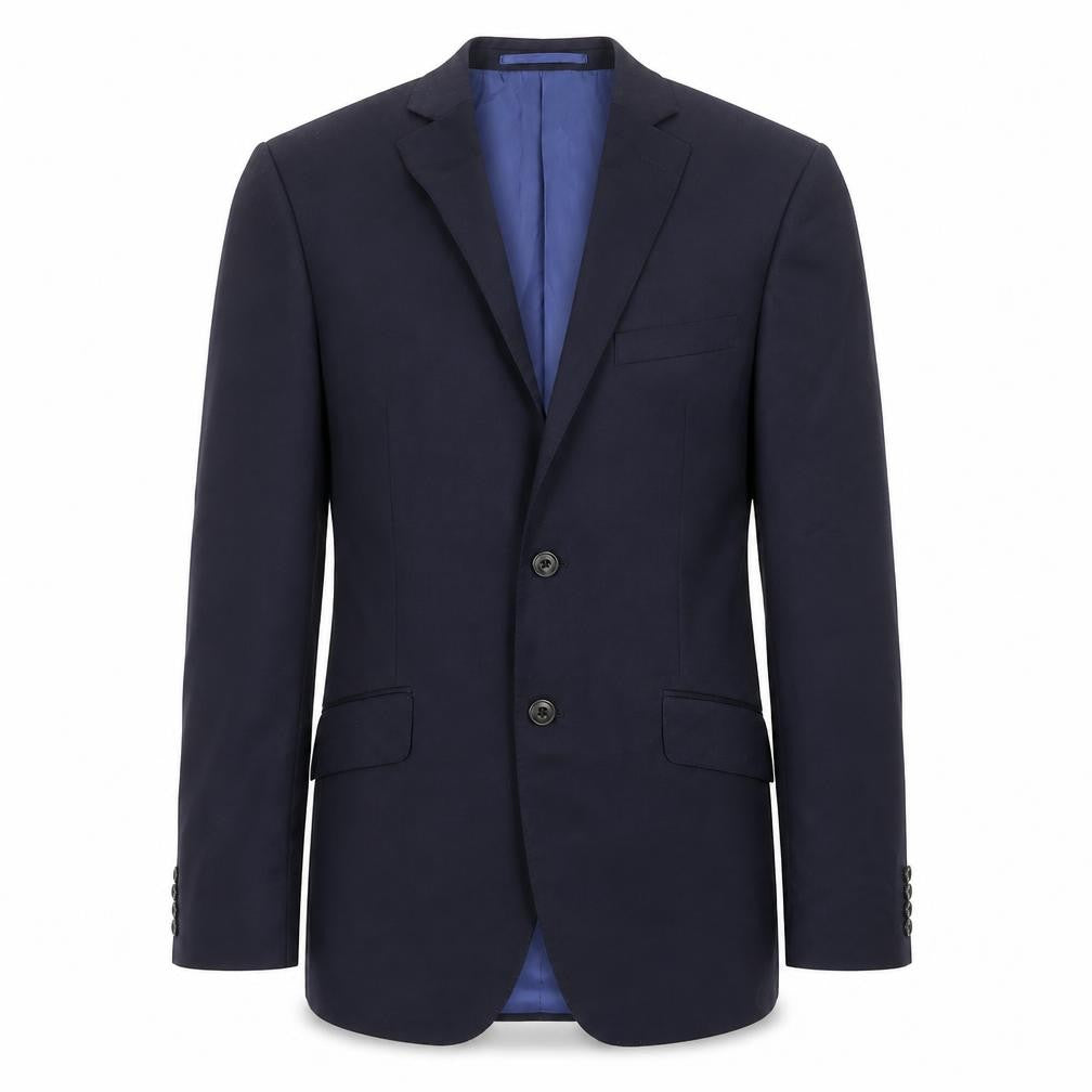 Front view of Marks & Spencer men’s blue wool jacket suit jacket, size 38, regular