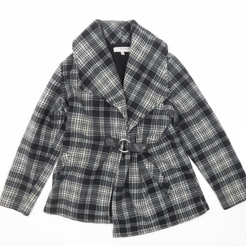 Barrage Womens Black Plaid Jacket Size L Button