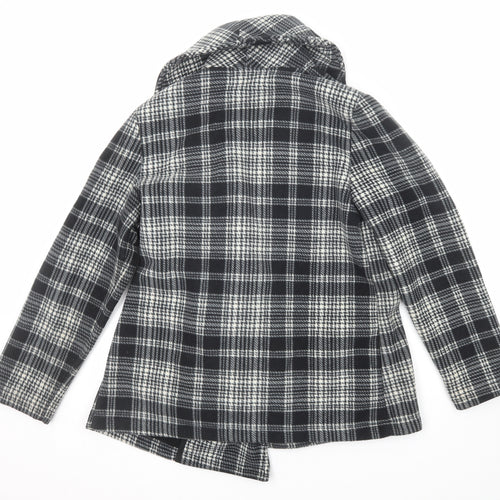 Barrage Womens Black Plaid Jacket Size L Button