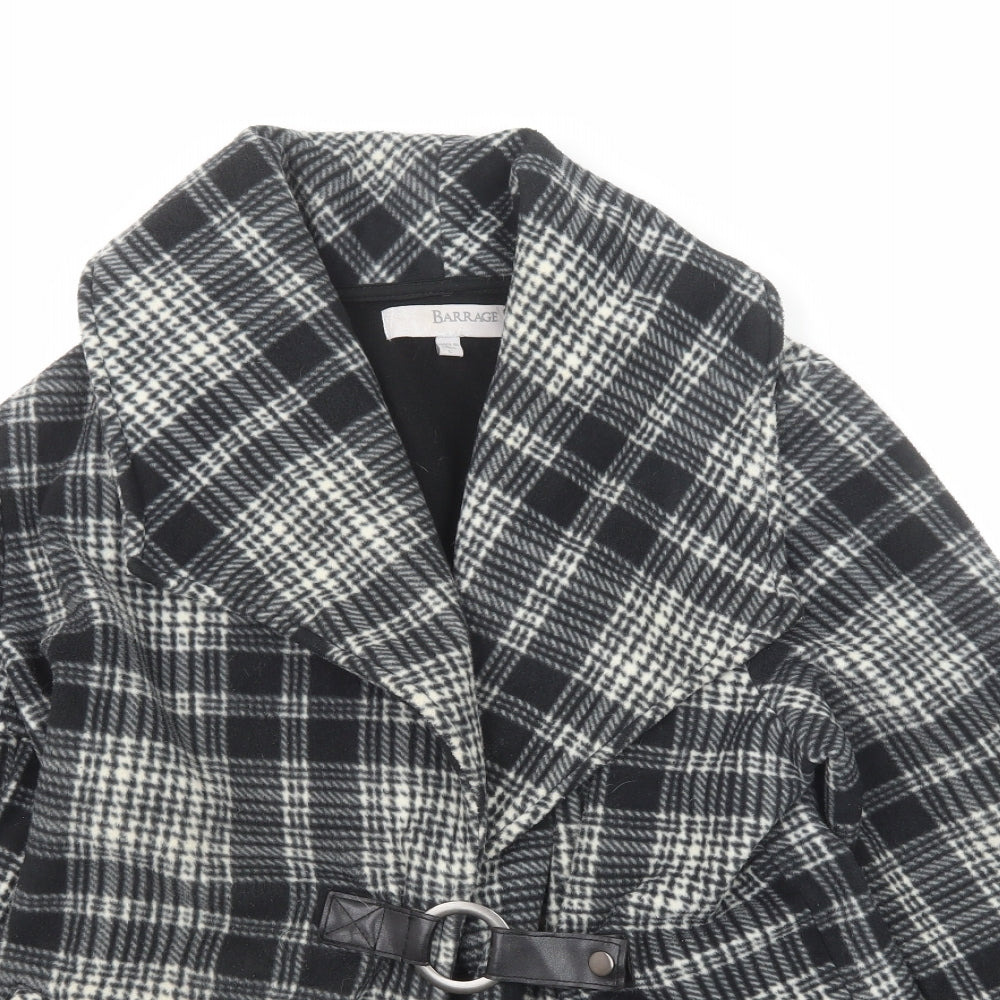 Barrage Womens Black Plaid Jacket Size L Button