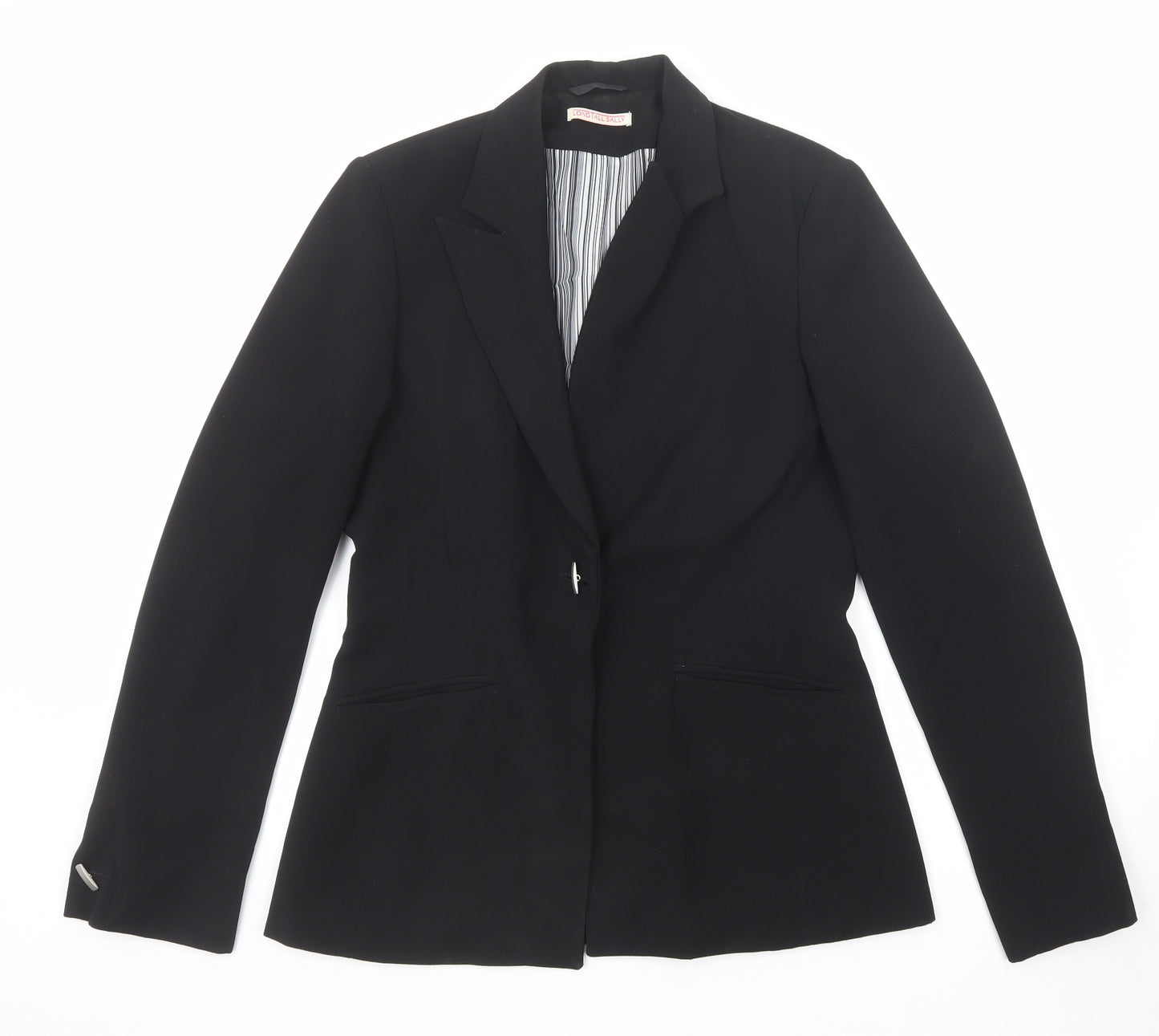 Long Tall Sally Womens Black Polyester Jacket Suit Jacket Size 14 Button