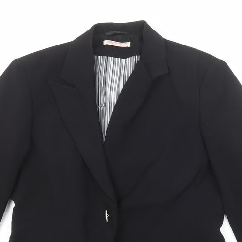 Long Tall Sally Womens Black Polyester Jacket Suit Jacket Size 14 Button