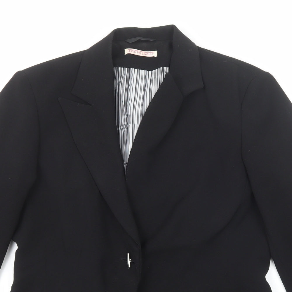 Long Tall Sally Womens Black Polyester Jacket Suit Jacket Size 14 Button