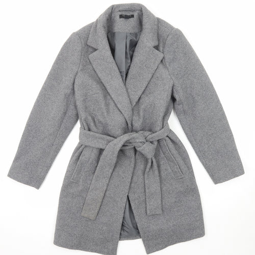 New Look Womens Grey Overcoat Coat Size 12 Snap