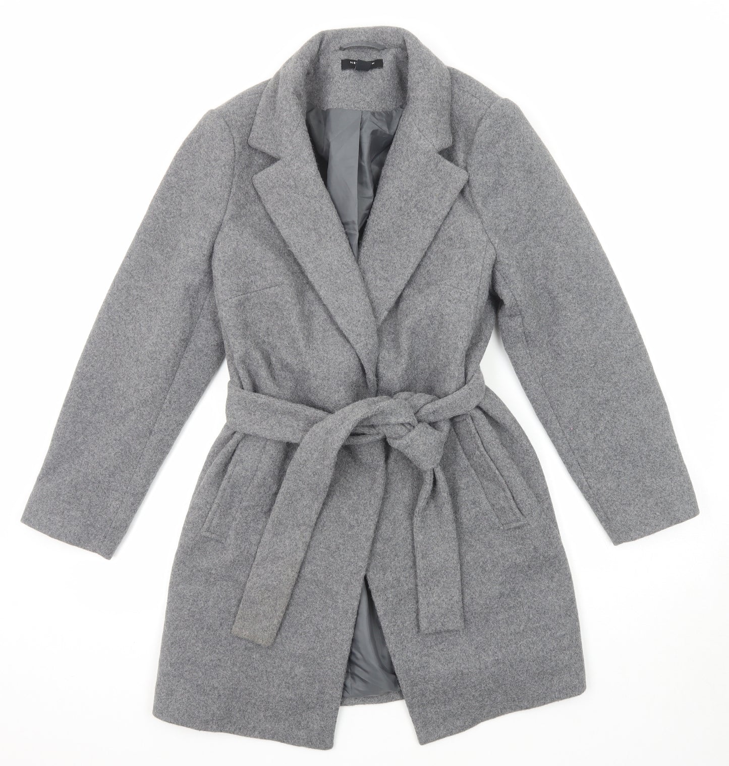 New Look Womens Grey Overcoat Coat Size 12 Snap