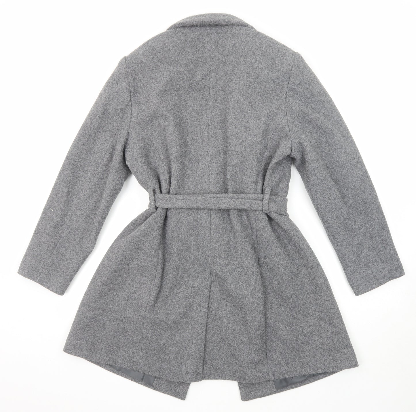 New Look Womens Grey Overcoat Coat Size 12 Snap
