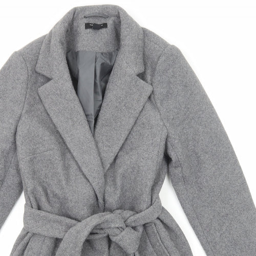 New Look Womens Grey Overcoat Coat Size 12 Snap