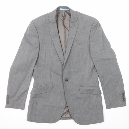 Burton Mens Grey Wool Jacket Suit Jacket Size 36 Regular