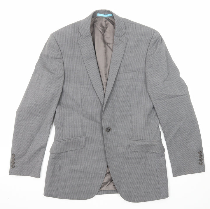 Burton Mens Grey Wool Jacket Suit Jacket Size 36 Regular