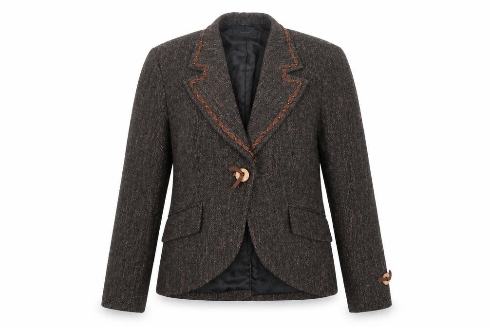 Front view of Sand Copenhagen women’s black jacket blazer, size UK 12, button