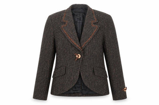 Front view of Sand Copenhagen women’s black jacket blazer, size UK 12, button