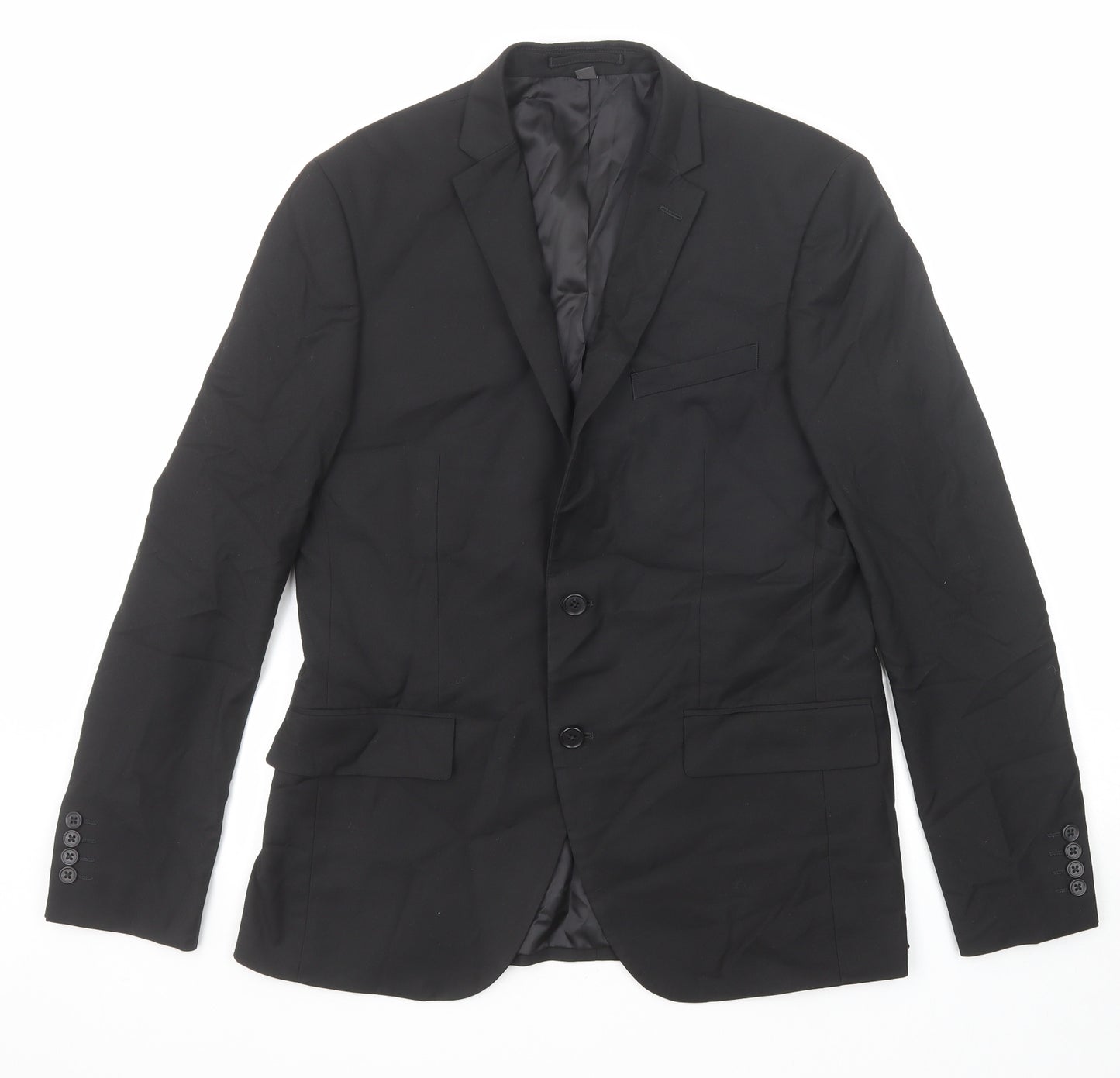 Marks and Spencer Mens Black Polyester Jacket Suit Jacket Size 40 Regular