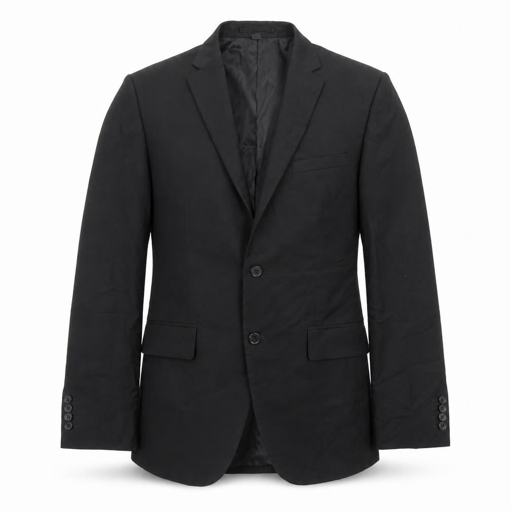 Front view of Marks & Spencer men’s black polyester jacket suit jacket, size 40, regular