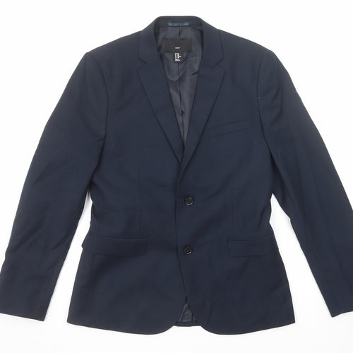 H&M Mens Blue Polyester Jacket Suit Jacket Size 48 Regular