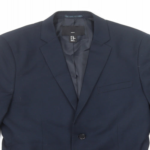 H&M Mens Blue Polyester Jacket Suit Jacket Size 48 Regular