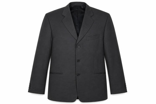 Front view of Savatini men’s black polyester jacket suit jacket, size 42, regular