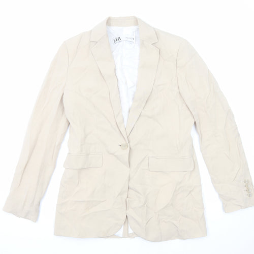 Zara Womens Beige Viscose Jacket Suit Jacket Size S