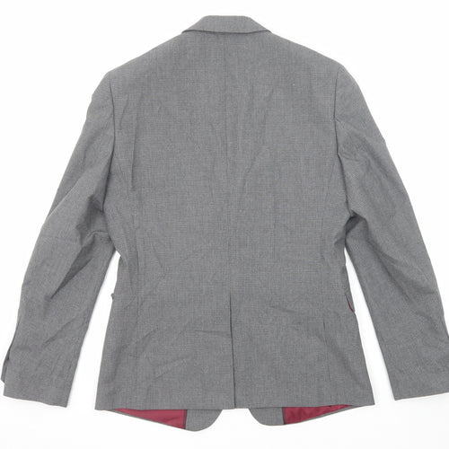 Marks and Spencer Mens Grey Check Polyester Jacket Suit Jacket Size 38 Regular