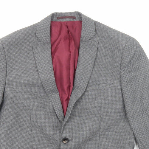 Marks and Spencer Mens Grey Check Polyester Jacket Suit Jacket Size 38 Regular