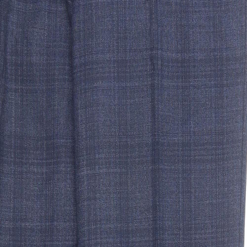 NEXT Mens Blue Plaid Polyester Chino Trousers Size 32 in L33 in Regular Zip