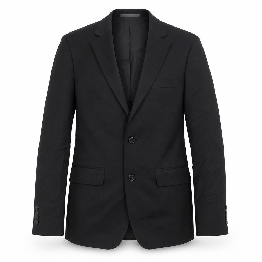 Front view of Marks & Spencer men’s black polyester jacket suit jacket, size 36, regular