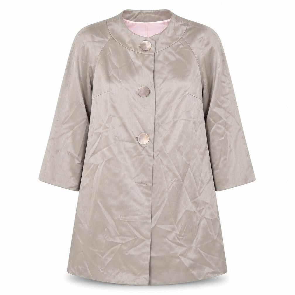 Front view of Louis Charles women’s brown overcoat coat, size UK 12, button