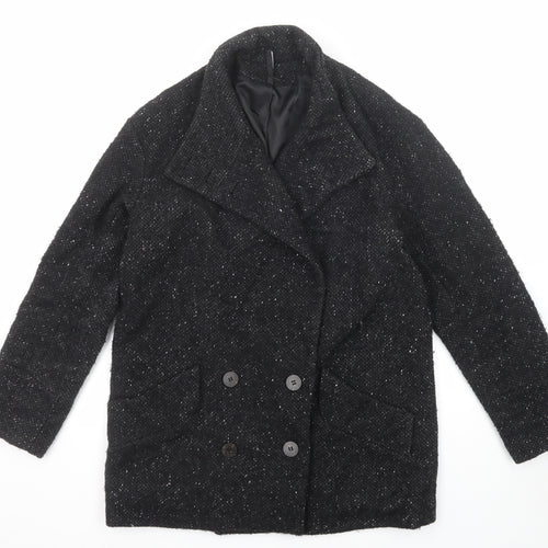 Mango Womens Black Jacket Blazer Size L Button - Speckled
