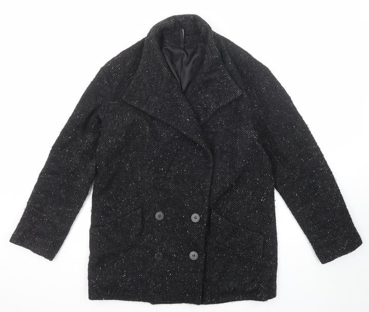 Mango Womens Black Jacket Blazer Size L Button - Speckled