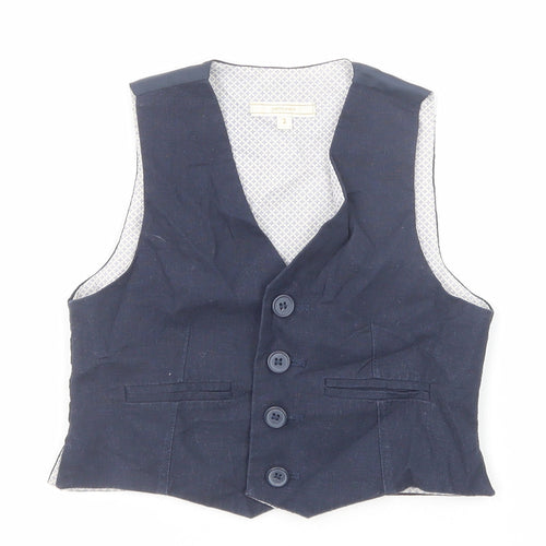 John Lewis Boys Blue Jacket Waistcoat Size 2 Years Button