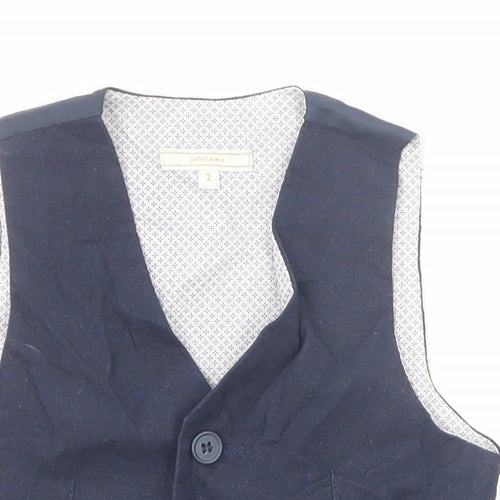 John Lewis Boys Blue Jacket Waistcoat Size 2 Years Button