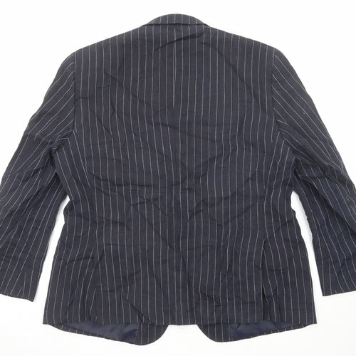 Marks and Spencer Mens Blue Striped Linen Jacket Suit Jacket Size 46 Regular