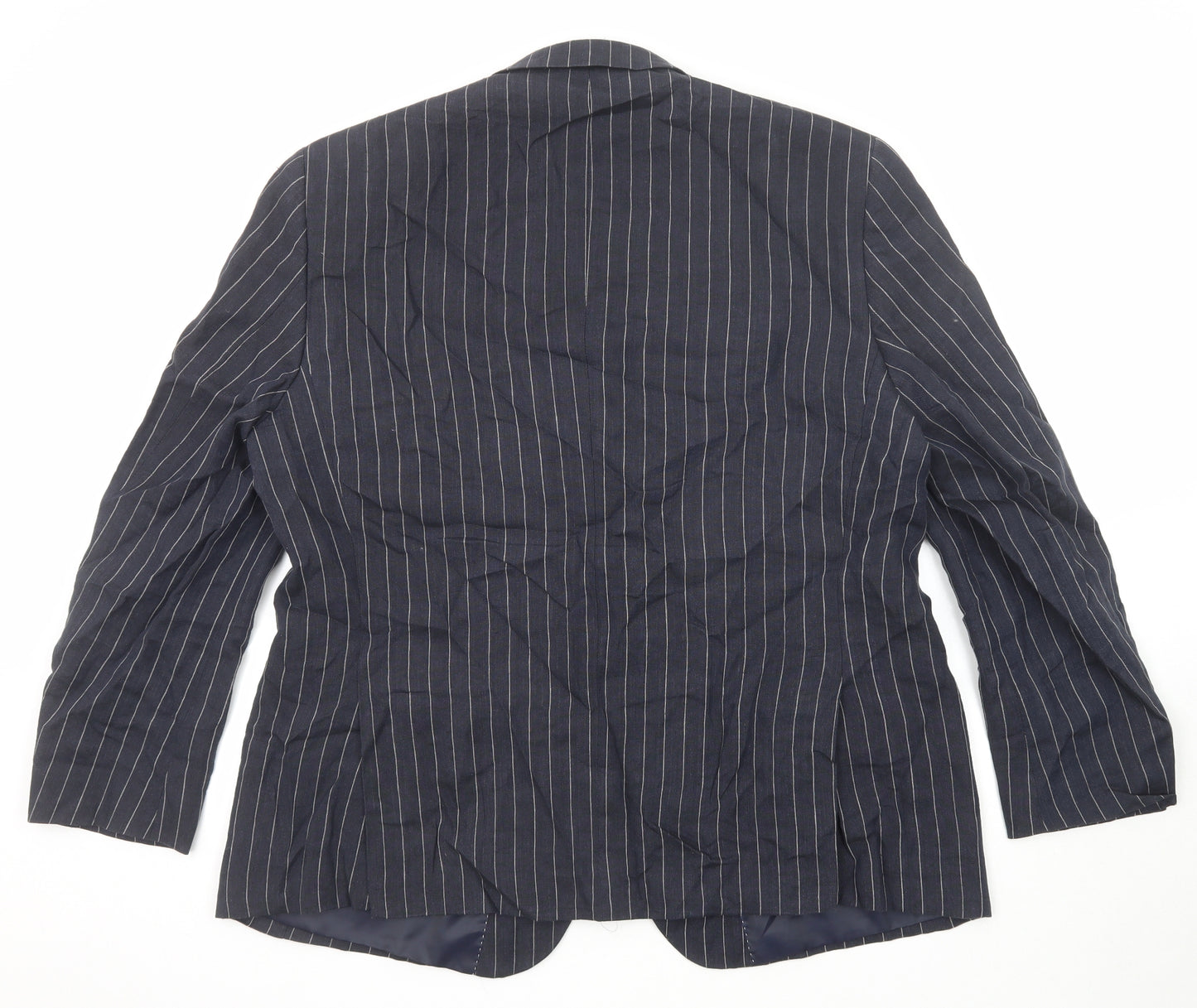 Marks and Spencer Mens Blue Striped Linen Jacket Suit Jacket Size 46 Regular