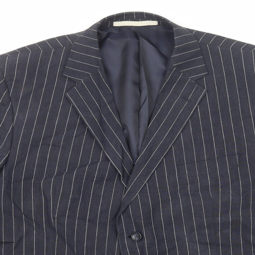 Marks and Spencer Mens Blue Striped Linen Jacket Suit Jacket Size 46 Regular