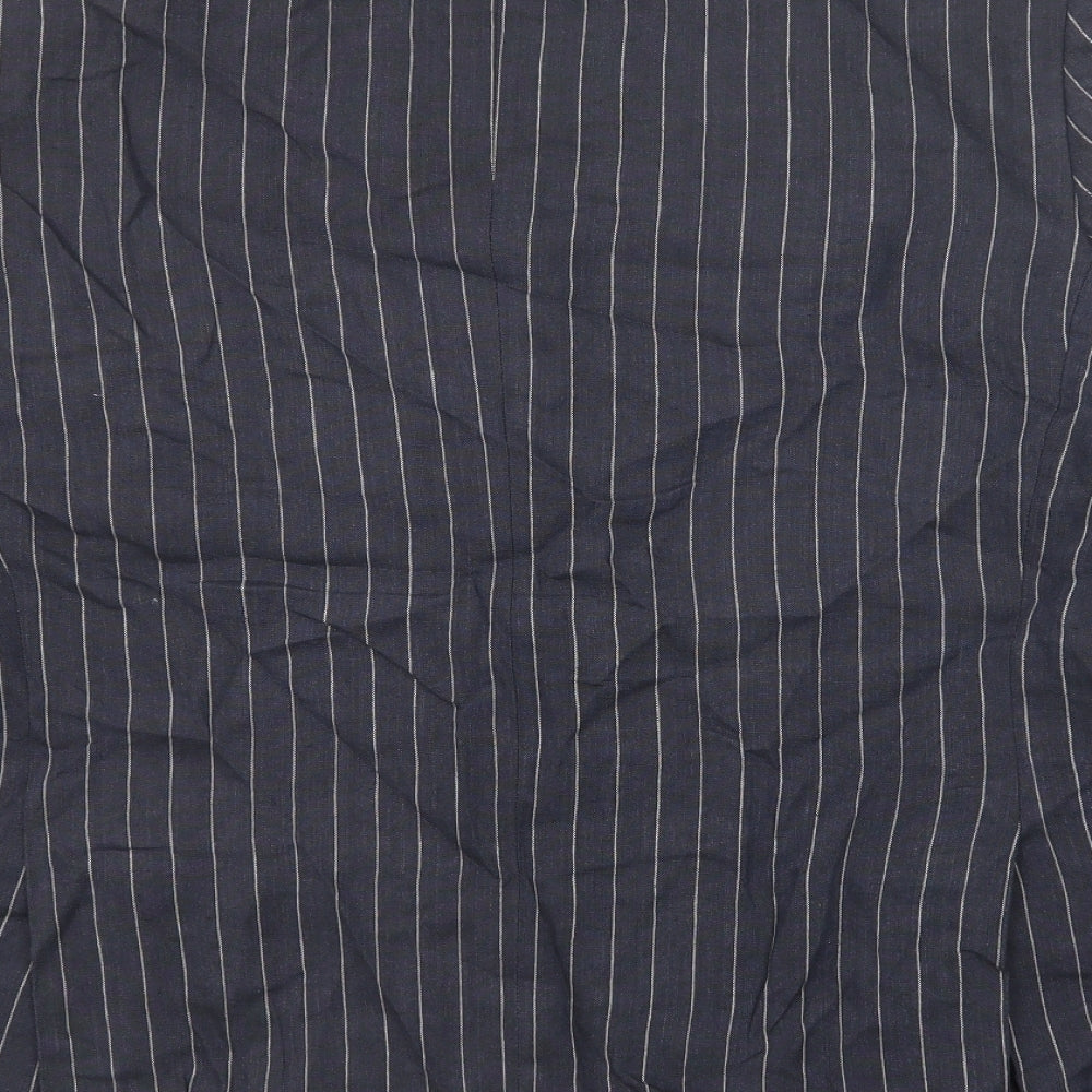 Marks and Spencer Mens Blue Striped Linen Jacket Suit Jacket Size 46 Regular