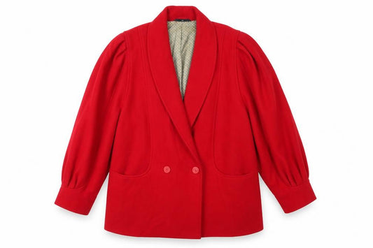 Front view of C&A women’s red jacket, size UK 14, button