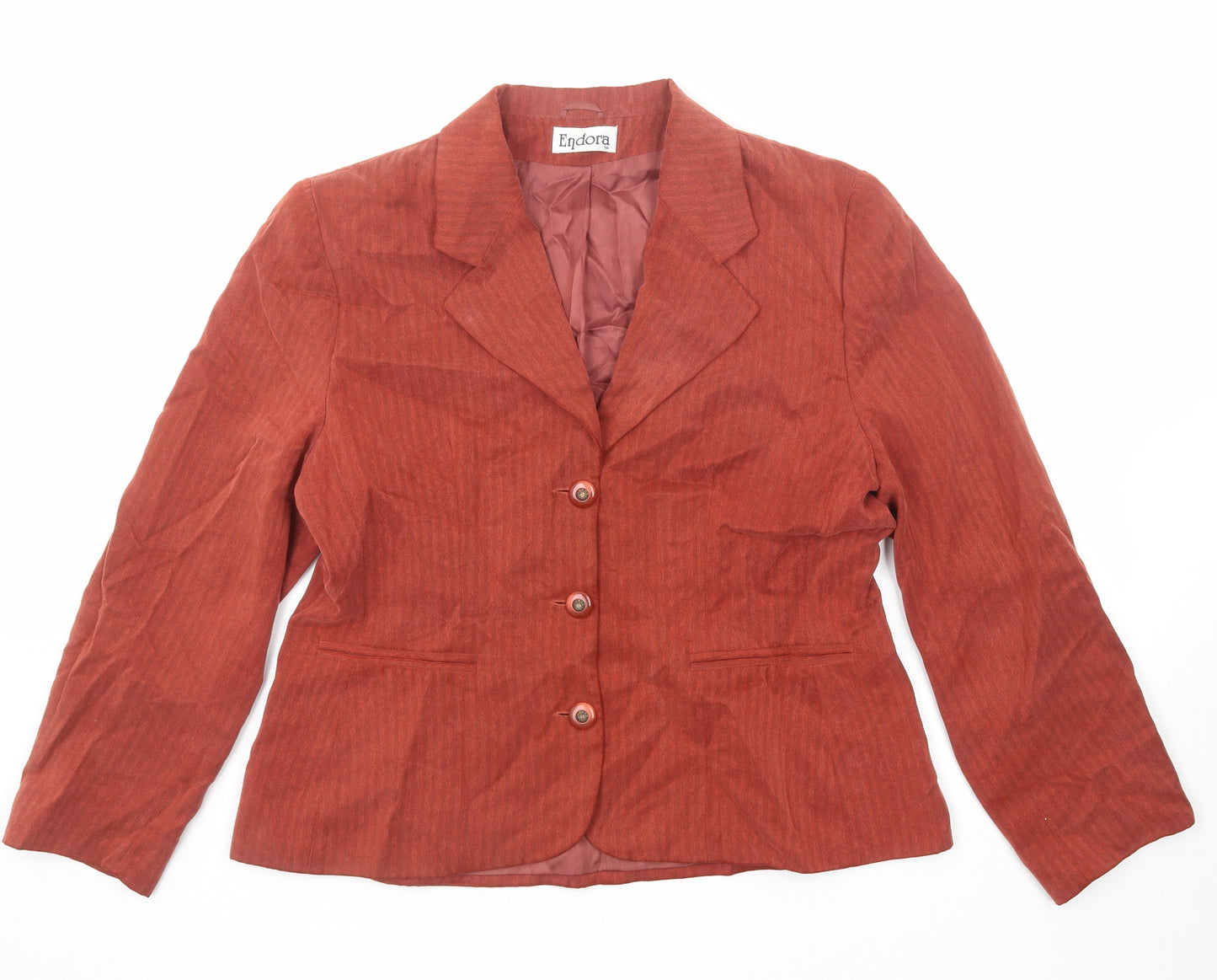 Endora Womens Orange Striped Jacket Blazer Size 16 Button