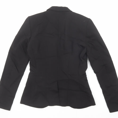 H&M Womens Black Polyester Jacket Suit Jacket Size 6 Button