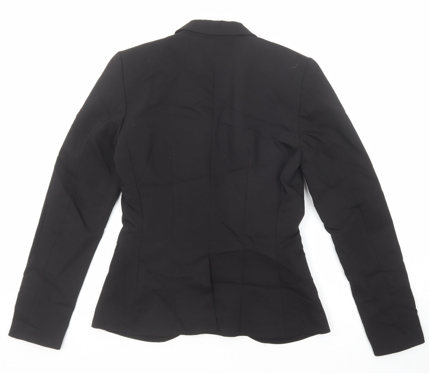 H&M Womens Black Polyester Jacket Suit Jacket Size 6 Button