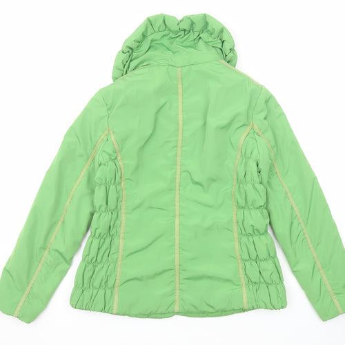 Per Una Womens Green Jacket Size 12 Snap - Ruched Detail