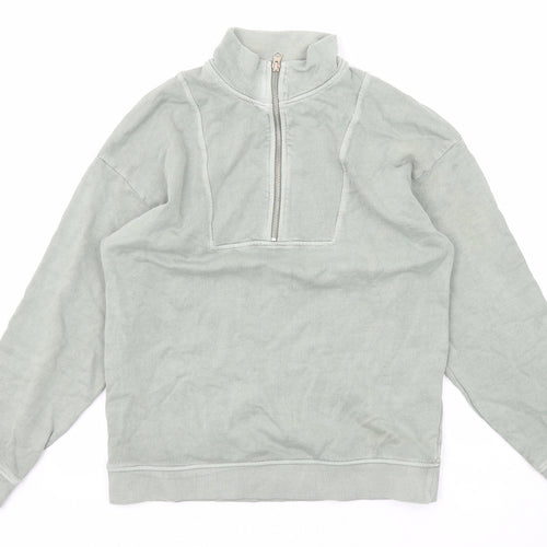 Marks and Spencer Womens Green Cotton Pullover Sweatshirt Size 8 Zip