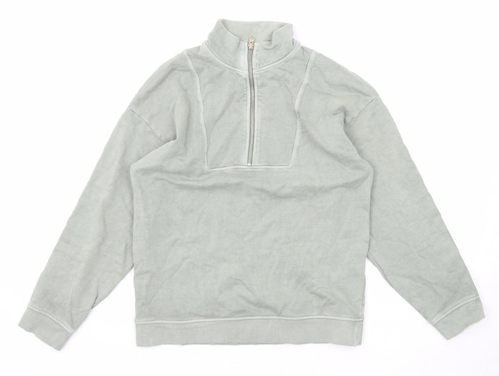Marks and Spencer Womens Green Cotton Pullover Sweatshirt Size 8 Zip