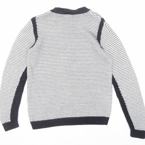 Dorothy Perkins Womens Black Round Neck Striped Cotton Pullover Jumper Size 8