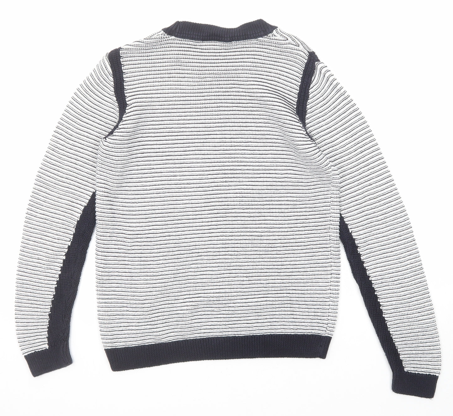 Dorothy Perkins Womens Black Round Neck Striped Cotton Pullover Jumper Size 8